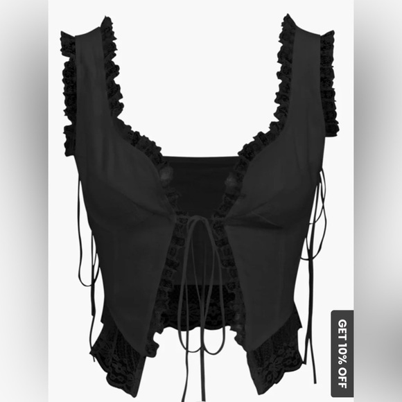 Commense Fly Away Fairytale Lace Trim Crop Cami Top - Picture 1 of 2